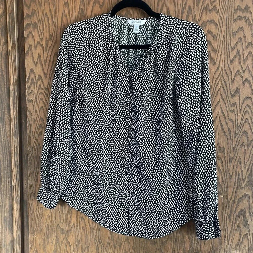 Nine West Black and White Blouse‎ XS